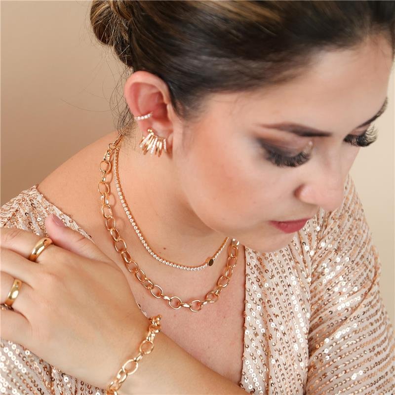 PULSEIRA ELOS OVAIS BANHADO A OURO 18K