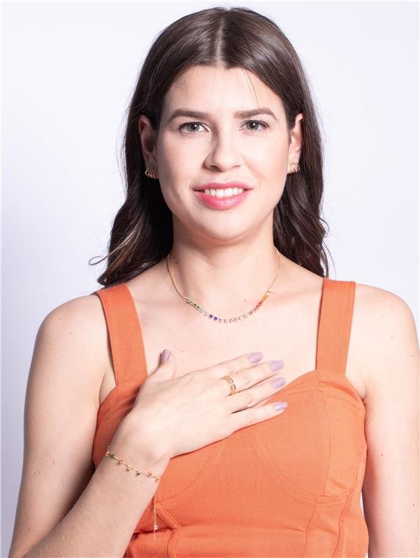 GABRIELA ZIRCÔNIAS COLORIDAS AJUSTÁVEL BANHADO A OURO 18K