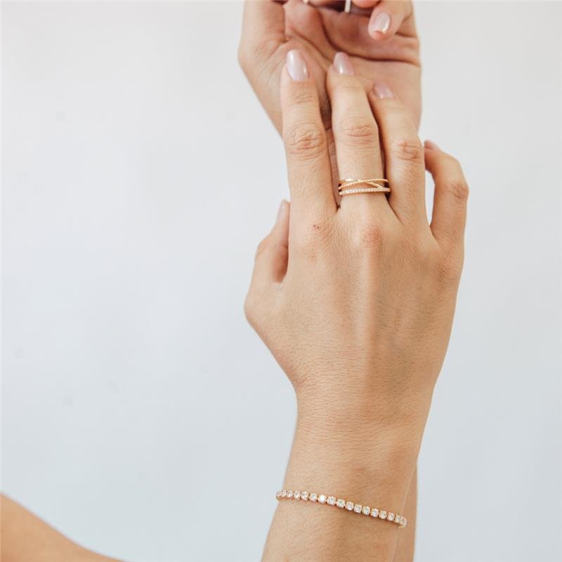 PULSEIRA BRUNA AJUSTÁVEL RIVIERA ZIRCÔNIA 3MM BANHADO A OURO 18K
