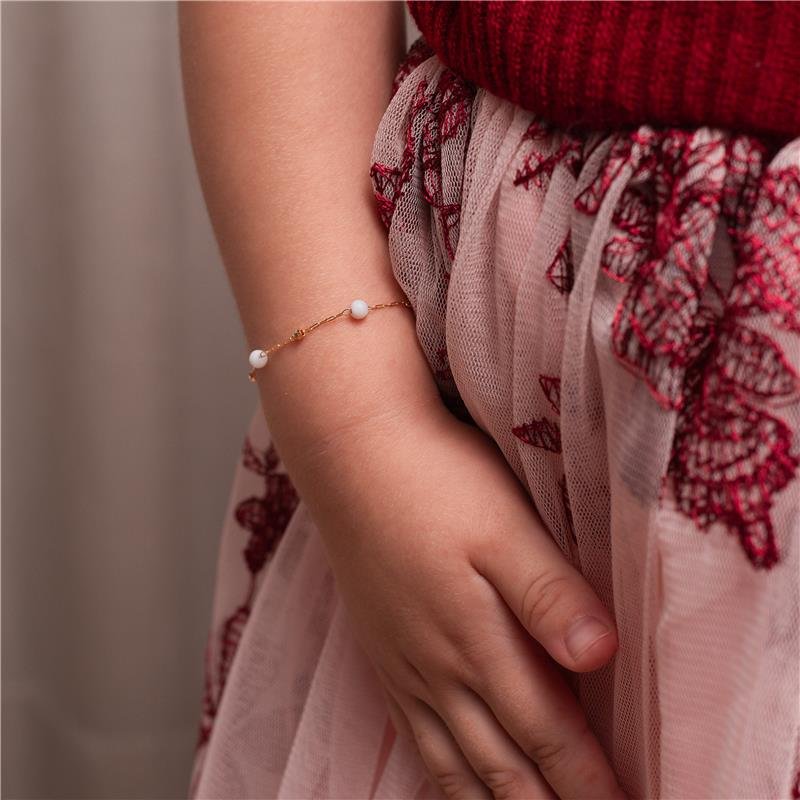 PULSEIRA ALICE BOLINHAS PEDRA BRANCA BANHADO A OURO 18K