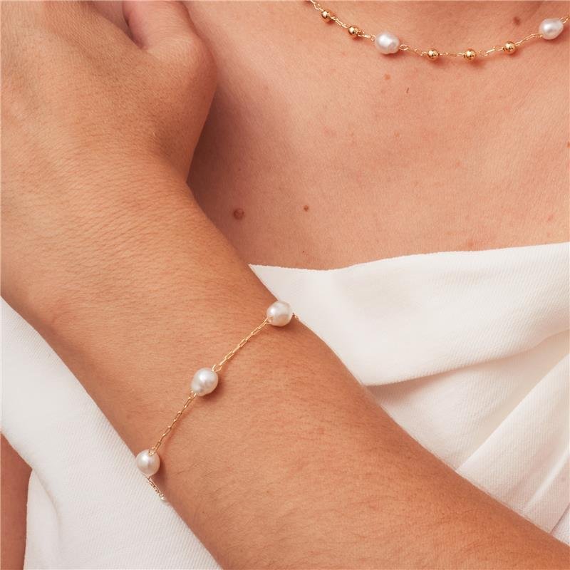 PULSEIRA JÉSSICA COM PÉROLAS BANHADO A OURO 18K
