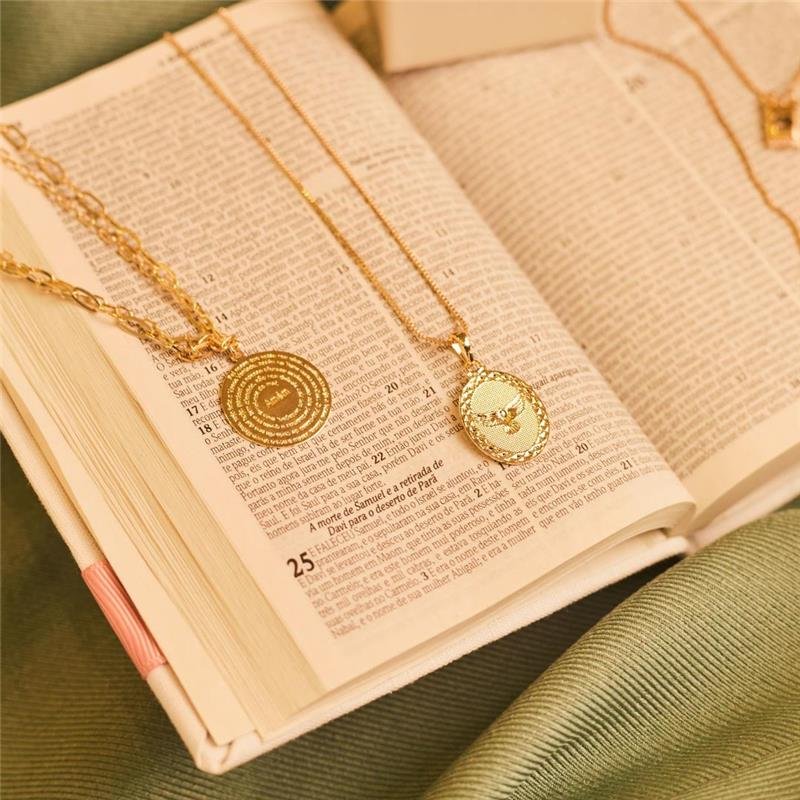 PULSEIRA DUPLA MEDALHA PAI NOSSO BANHADO A OURO