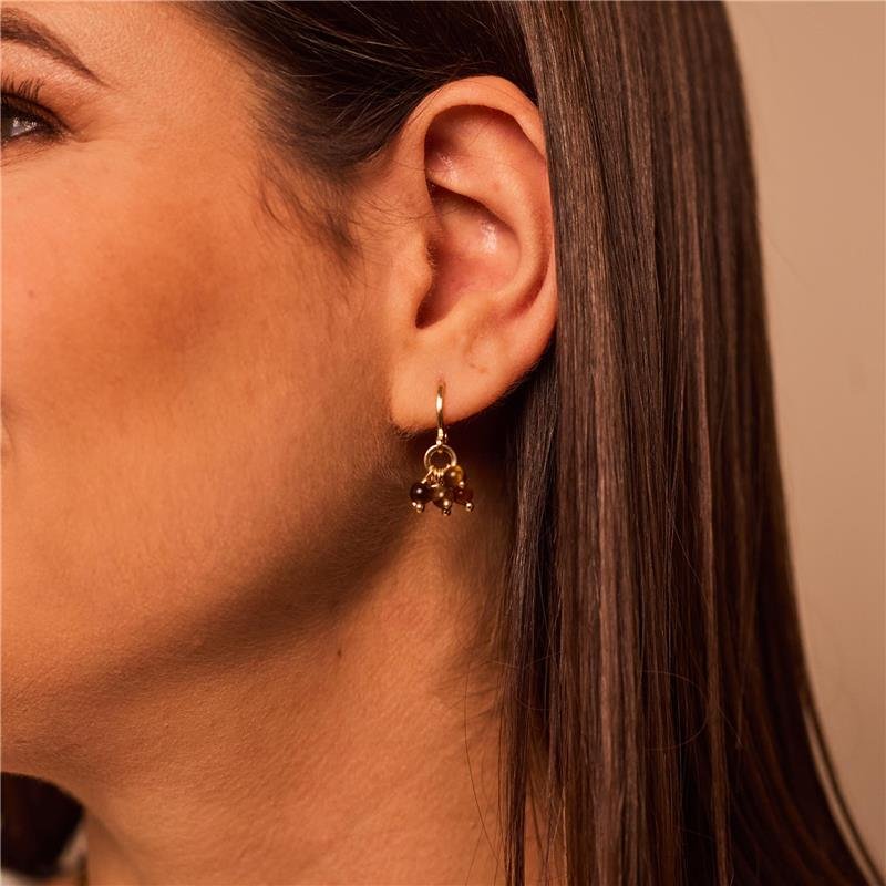 PULSEIRA JOELMA PEDRA NATURAL OLHO DE TIGRE BANHADO A OURO 18K