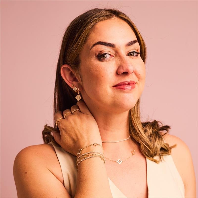 PULSEIRA DUPLA RIVIERA E TREVO BANHADO A OURO 18K