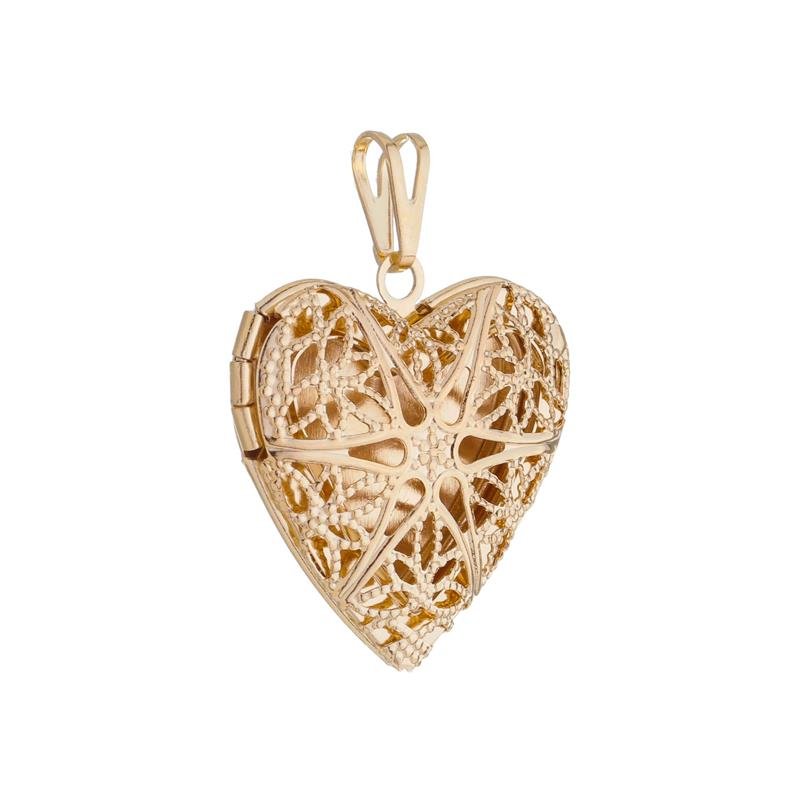 PINGENTE RELICÁRIO CORAÇÃO VAZADO GRANDE COM FOTO BANHADO A OURO18K