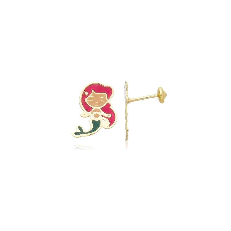 BRINCO INFANTIL SEREIA RESINADO BANHADO A OURO 18K