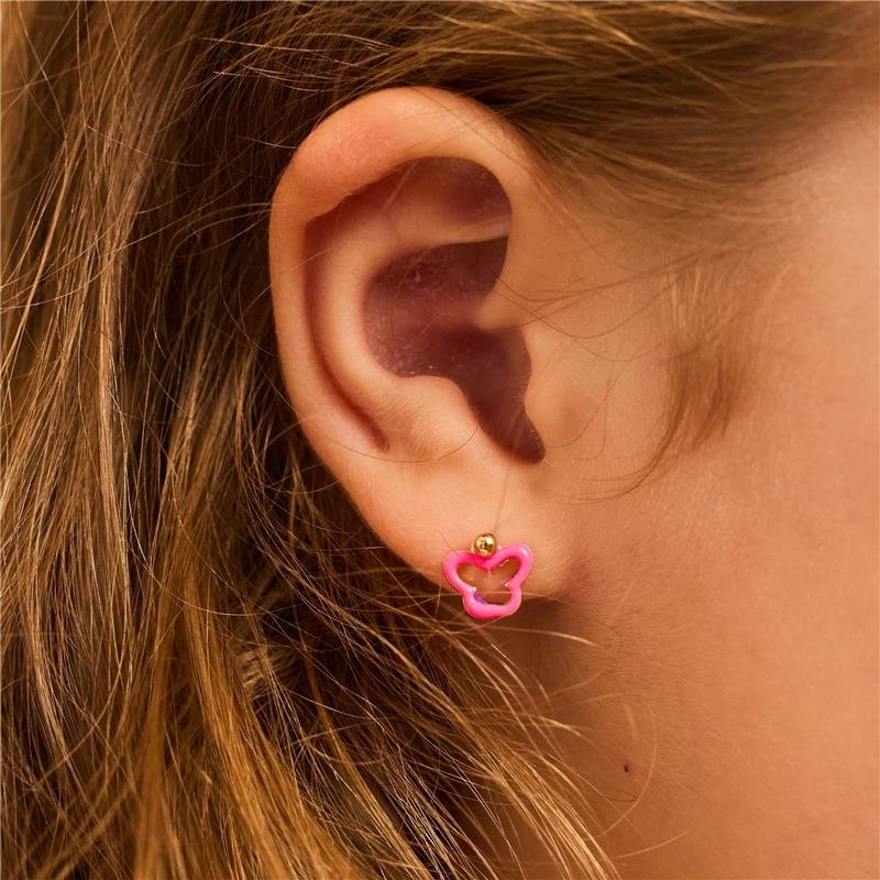 BRINCO INFANTIL BORBOLETA RESINADA ANTONELLA BANHADO A OURO 18K