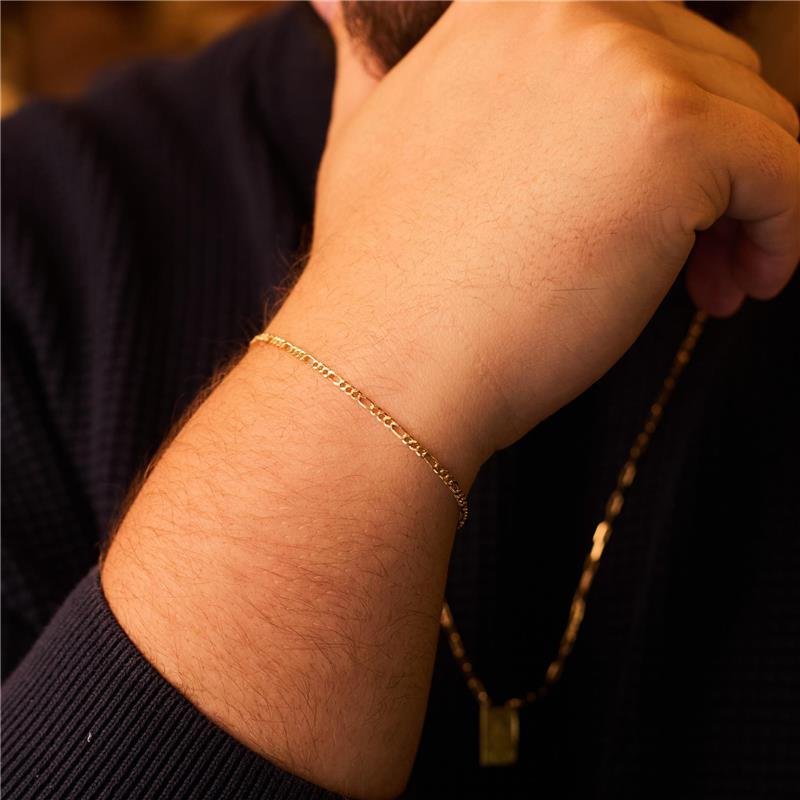 PULSEIRA MASCULINA 3X1 BATIDA LISA BANHADO A OURO 18K