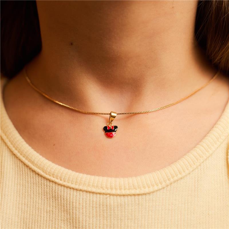 COLAR INFANTIL COM PINGENTE MINNIE BANHADO A OURO 18K