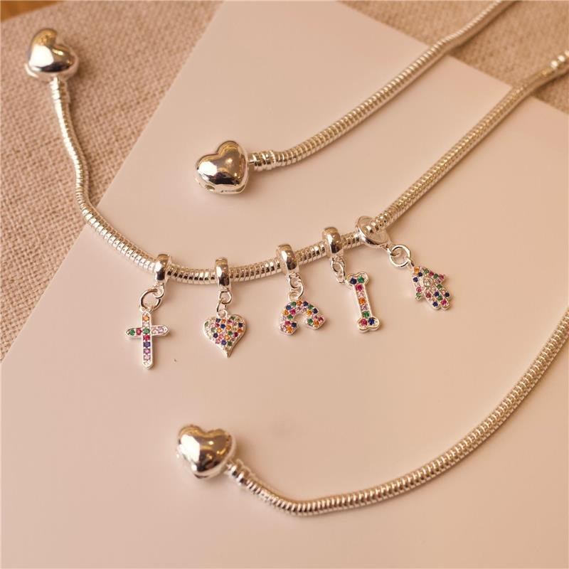 BERLOQUE HANSA CRAVEJADO ZIRCÔNIA COLORIDA BANHADO A PRATA 