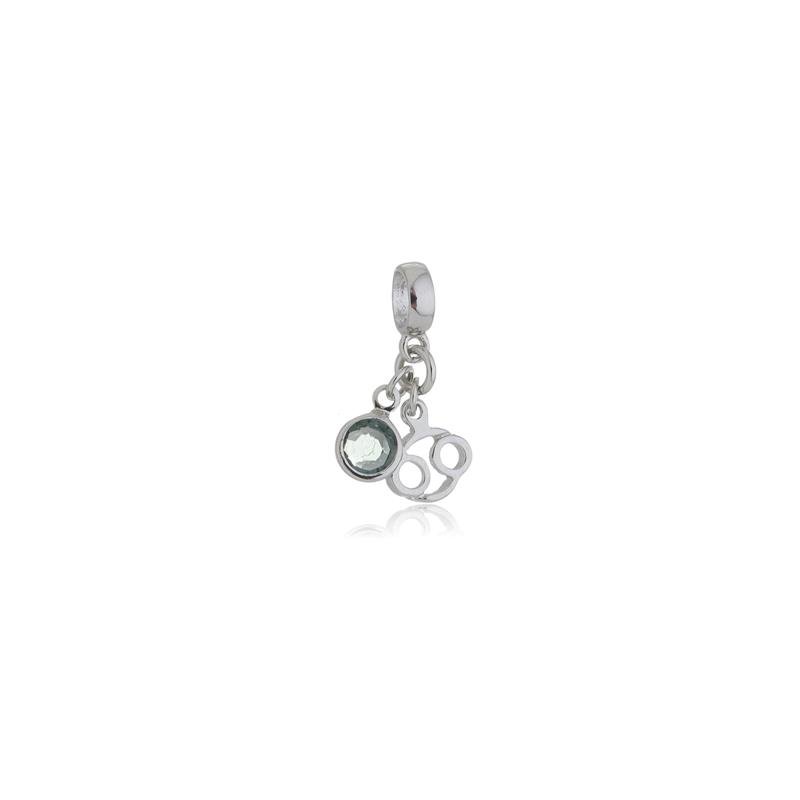BERLOQUE SIGNO CANCER COM CRISTAL BANHADO A PRATA