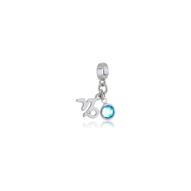 BERLOQUE SIGNO CAPRICORNIO COM CRISTAL BANHADO A PRATA