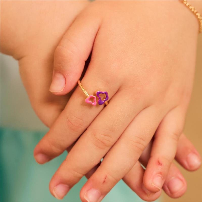 ANEL INFANTIL AJUSTÁVEL BORBOLETA RESINADA ANTONELLA BANHADO A OURO 18K