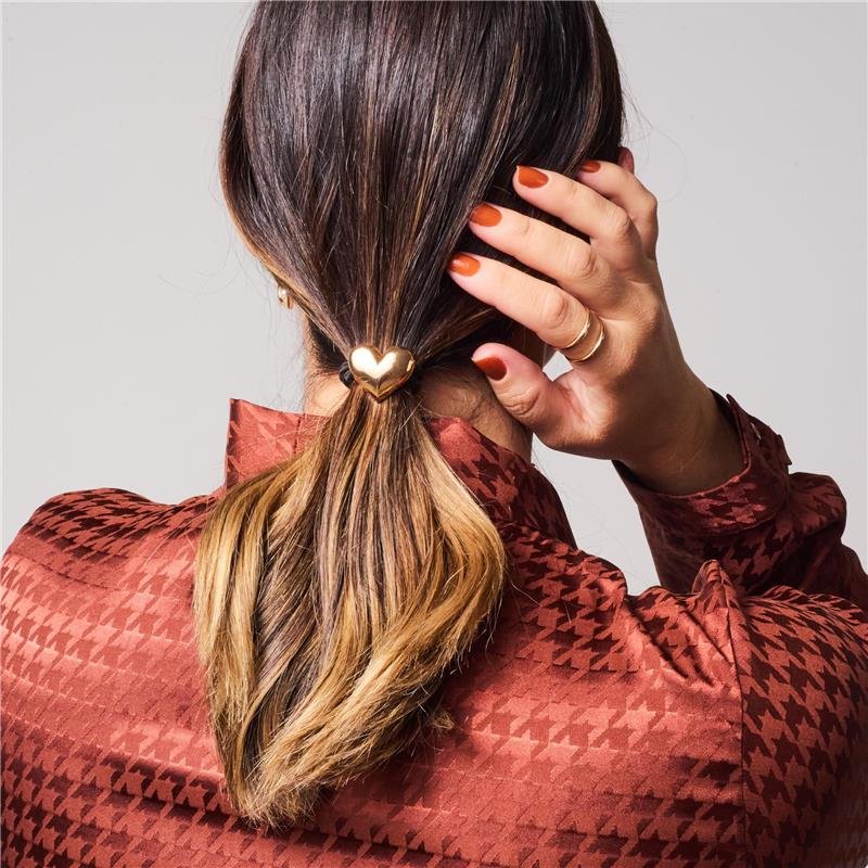 AMARRADOR DE CABELO METALIZADO CORAÇÃO DOURADO